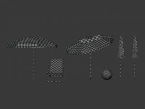 Beach Parasol Pack 3D Модель