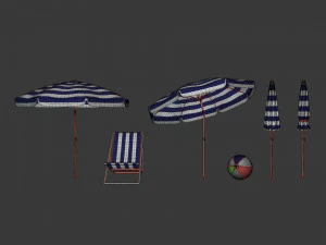 Pacote de guarda-sol de praia Modelo 3D