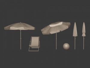 Beach Parasol Pack 3D Модель