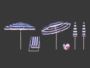 Pacote de guarda-sol de praia Modelo 3D