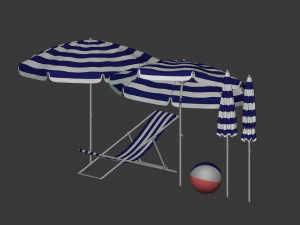 Pacote de guarda-sol de praia Modelo 3D