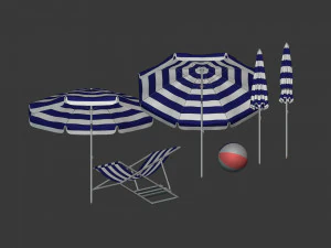 Pacote de guarda-sol de praia Modelo 3D