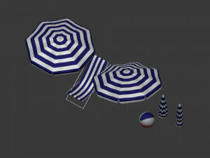 Pacote de guarda-sol de praia Modelo 3D