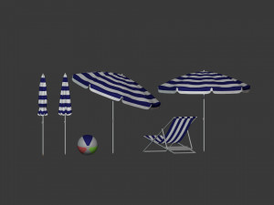 Beach Parasol Pack 3D Модель
