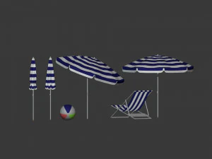 Pacote de guarda-sol de praia Modelo 3D