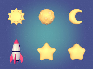 Cartoon Space Pack 3D Model