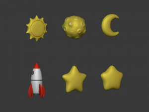 Cartoon-Weltraumpaket 3D Modell