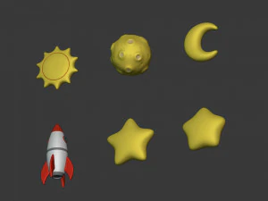 Cartoon-Weltraumpaket 3D Modell