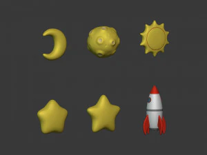 Cartoon-Weltraumpaket 3D Modell