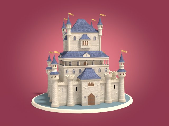 Cartoon Medieval Castle 3D 模型 .c4d .max .obj .3ds .fbx .stl .blend 