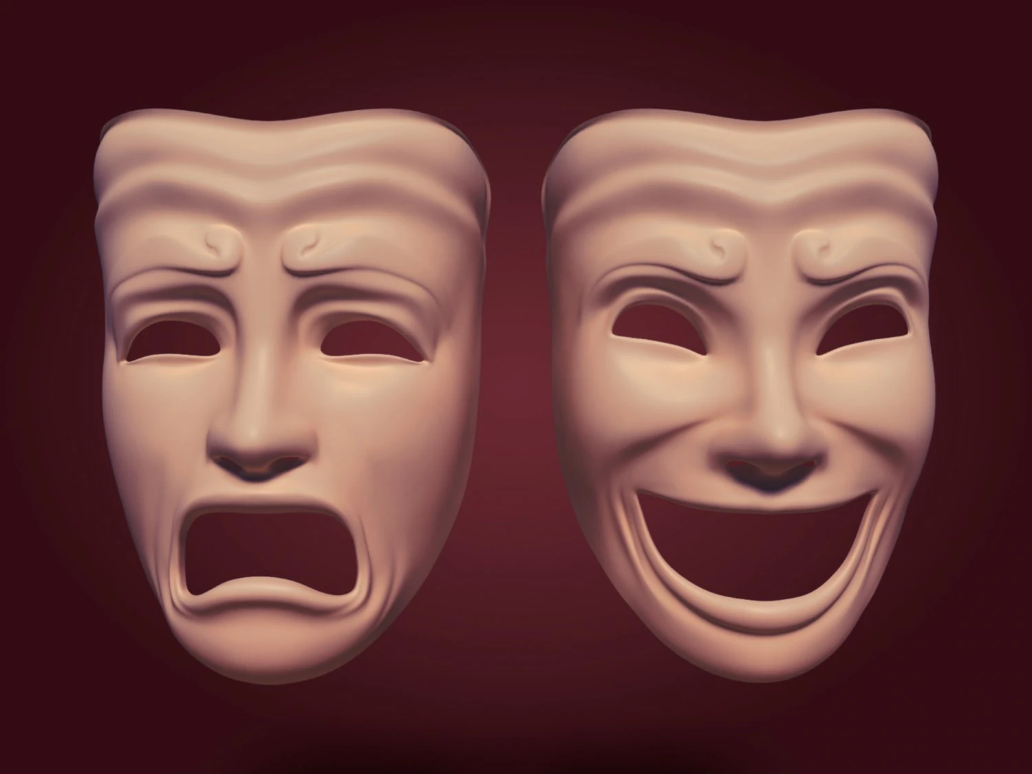 Tiyatro Maskeleri 3D Model .c4d .max .obj .3ds .fbx .stl .blend 