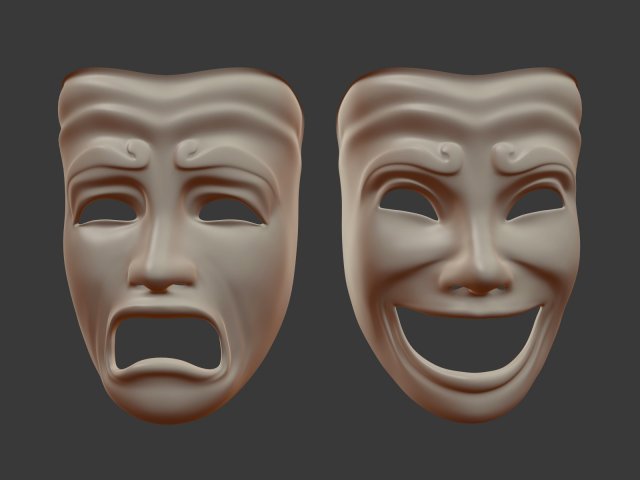 Comedy and Tragedy Masks 3D Model $49 - .3ds .blend .c4d .fbx .max