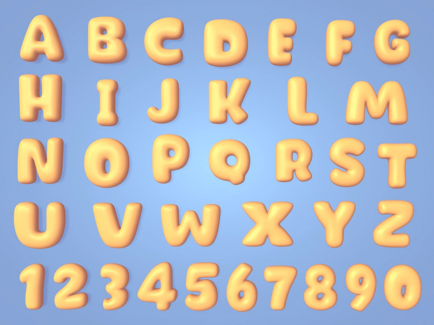 Cartoon-Alphabet 3D Modell .c4d .max .obj .3ds .fbx .stl .blend 