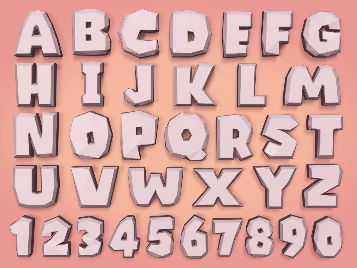 Polygonal Alphabet 3D Model .c4d .max .obj .3ds .fbx .stl .blend 