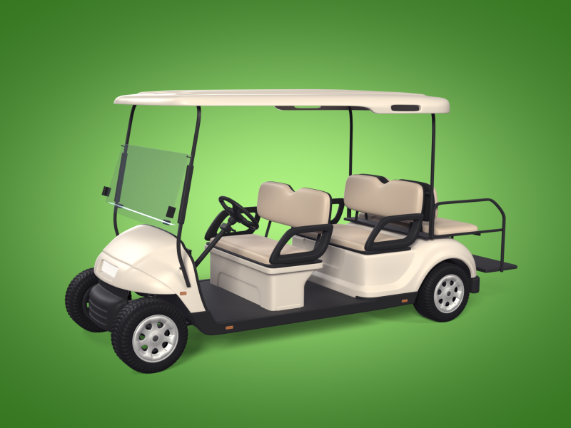 Golf Cart 1 Large 3D Model .c4d .max .obj .3ds .fbx .stl .blend