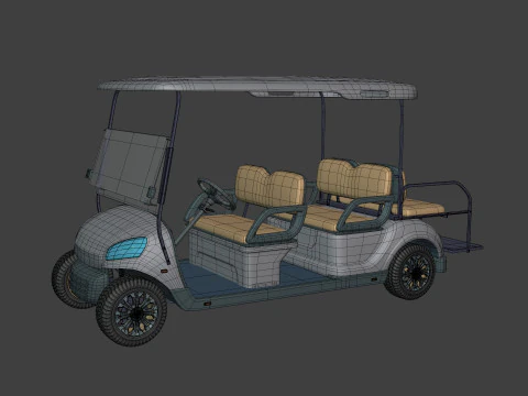 Carrinho de golfe grande gen&eacute;rico - Ve&iacute;culo esportivo el&eacute;trico - Club Car Modelo 3D