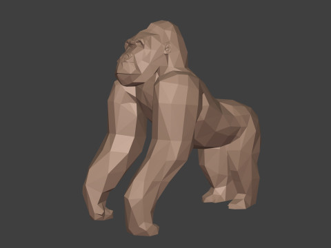 Polygonal Gorilla -- Ready for 3D Printing 3D Model