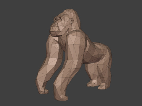 Polygonal Gorilla -- Ready for 3D Printing 3D Model