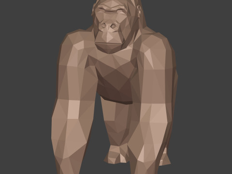 Polygonal Gorilla -- Ready for 3D Printing 3D Model