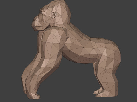 Polygonal Gorilla -- Ready for 3D Printing 3D Model