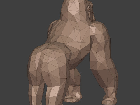 Polygonal Gorilla -- Ready for 3D Printing 3D Model