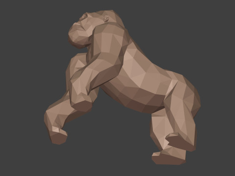 Polygonal Gorilla -- Ready for 3D Printing 3D Model