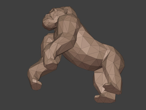 Polygonal Gorilla -- Ready for 3D Printing 3D Model