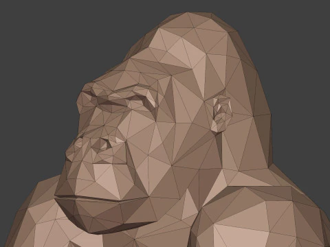 Polygonal Gorilla -- Ready for 3D Printing 3D Model