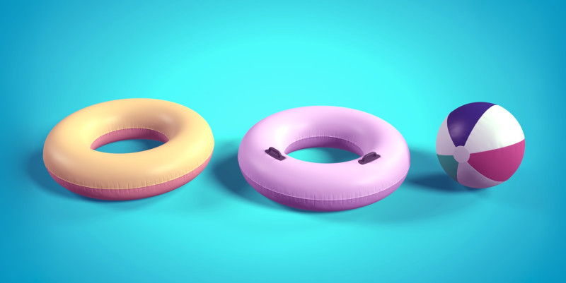 Inflatable Pool Toys - Ring - Beach Ball 3D Model .c4d .max .obj .3ds .fbx .stl .blend 