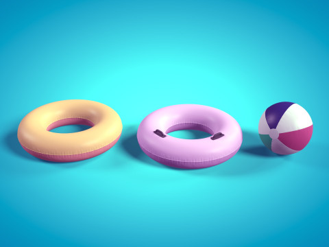 Inflatable Pool Toys - Ring - Beach Ball 3D Model