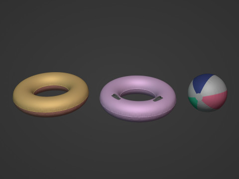 Inflatable Pool Toys - Ring - Beach Ball 3D Model