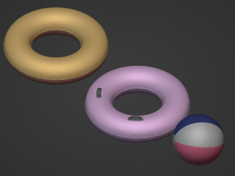 Inflatable Pool Toys - Ring - Beach Ball 3D Model