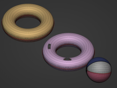 Inflatable Pool Toys - Ring - Beach Ball 3D Model