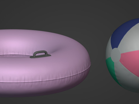 Inflatable Pool Toys - Ring - Beach Ball 3D Model