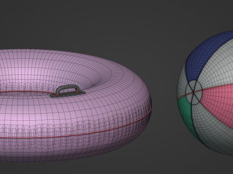 Inflatable Pool Toys - Ring - Beach Ball 3D Model