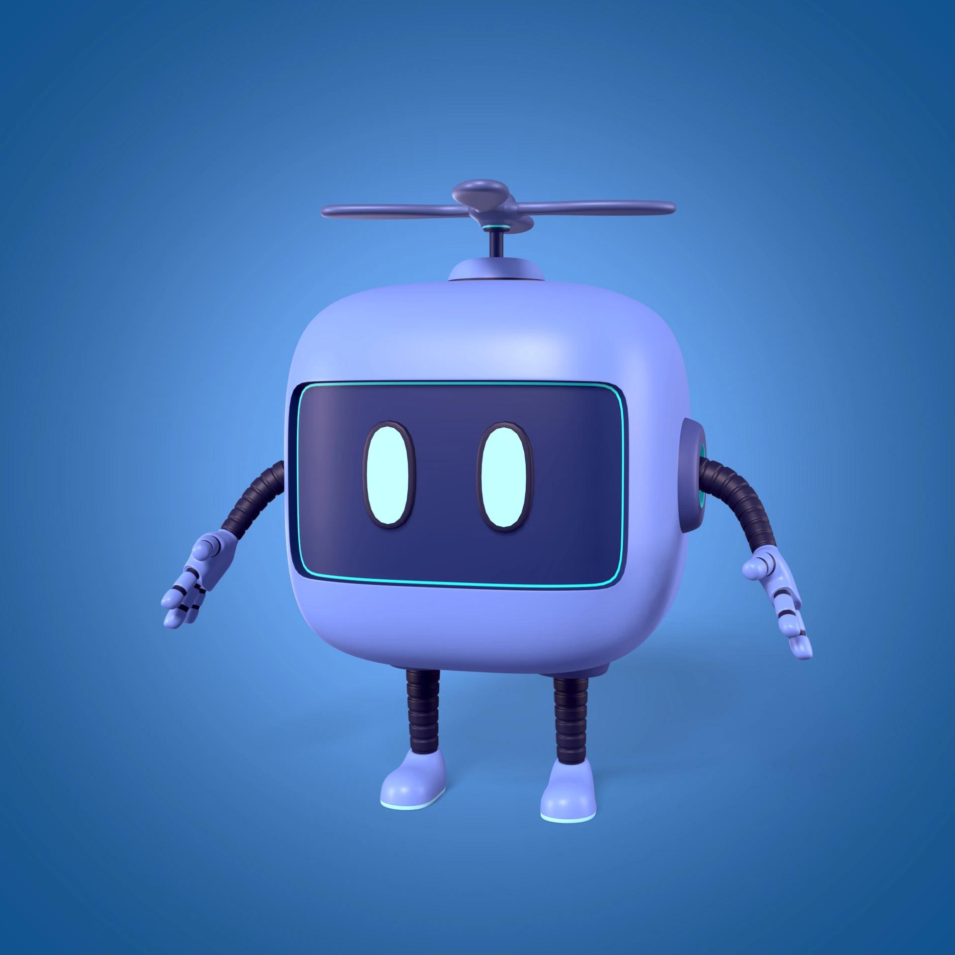 Cartoon Robot -- Rigged 3D Model .c4d .max .obj .3ds .fbx .stl .blend 