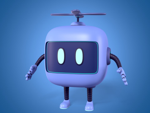 Cartoonrobot - Opgetuigd 3D Model