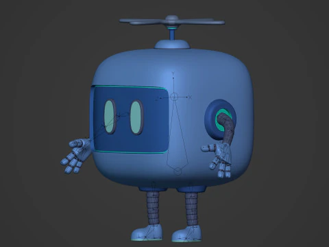 Cartoon Robot -- Rigged 3D Model