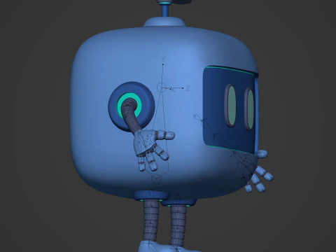 Cartoon Robot -- Rigged 3D Model