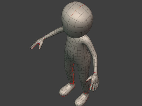 Cartoon Man -- Stickman with High Quality IK and FK Rig 3D Model