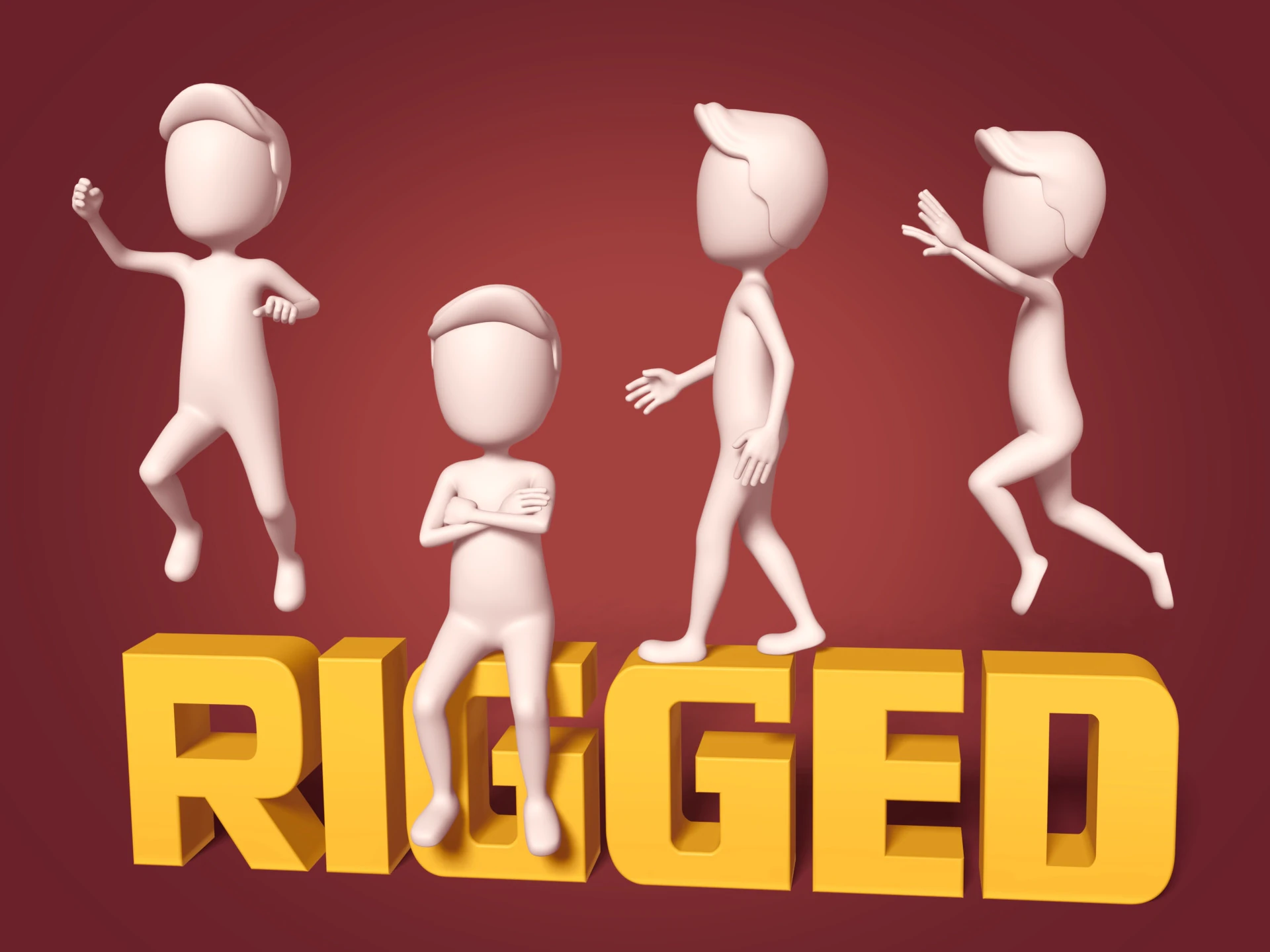 Cartton Stickman with IK and FK Rig 3D Model .c4d .max .obj .3ds .fbx .stl .blend