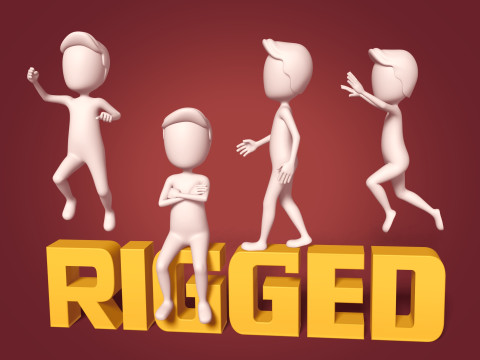 IK 및 FK 리그가 포함된 만화 Stickman 3D 모델