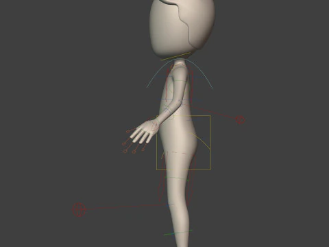Cartton Stickman with IK and FK Rig 3D Model