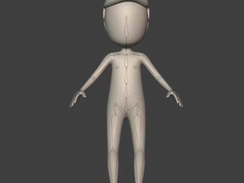 Cartton Stickman with IK and FK Rig 3D Model