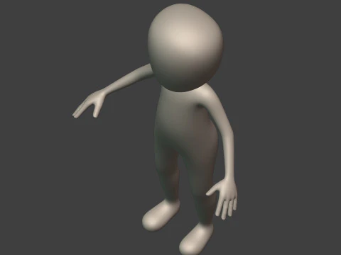 Cartton Stickman with IK and FK Rig 3D Model