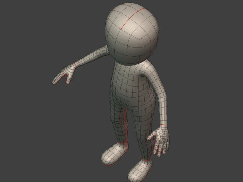 Cartton Stickman with IK and FK Rig 3D Model