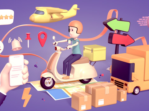 Transport de dessins anim&eacute;s - Pack de livraison Modèle 3D