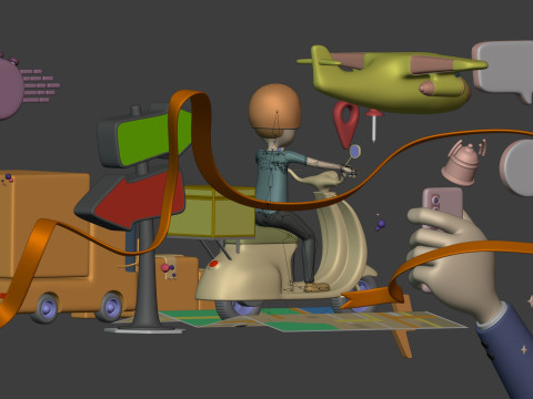 Cartoon Transport - Delivery Pack 3D Model