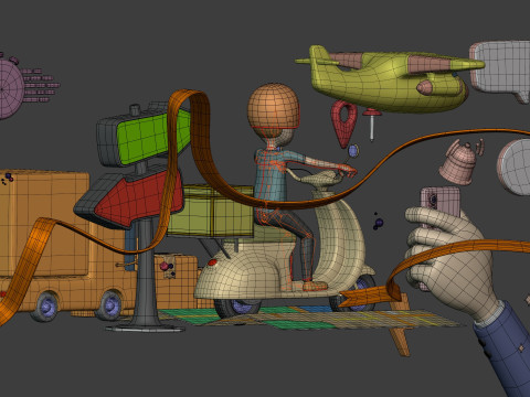 Cartoon Transport - Delivery Pack 3D Model