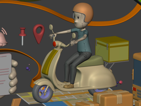 Cartoon Transport - Delivery Pack 3D Model